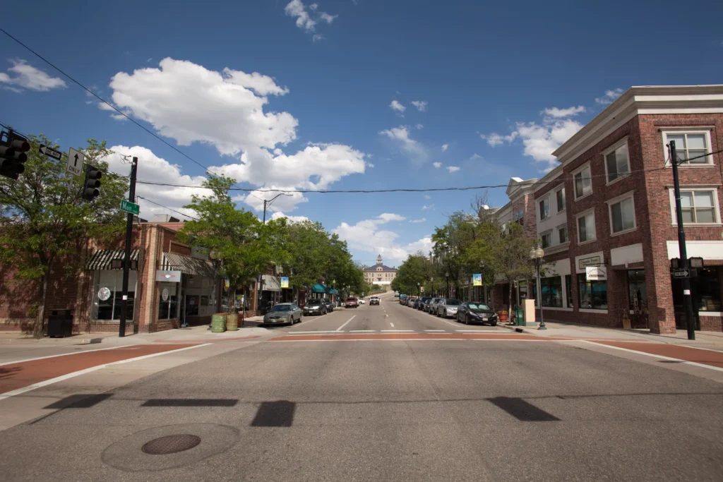 An image of downtown Littleton during the day